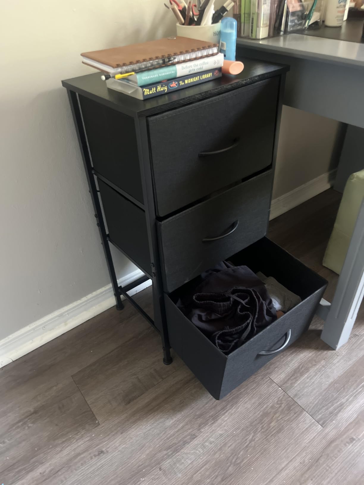 AODK Small Dresser for Bedroom Nightstand with 3 Storage Drawers, Black customer photo 1