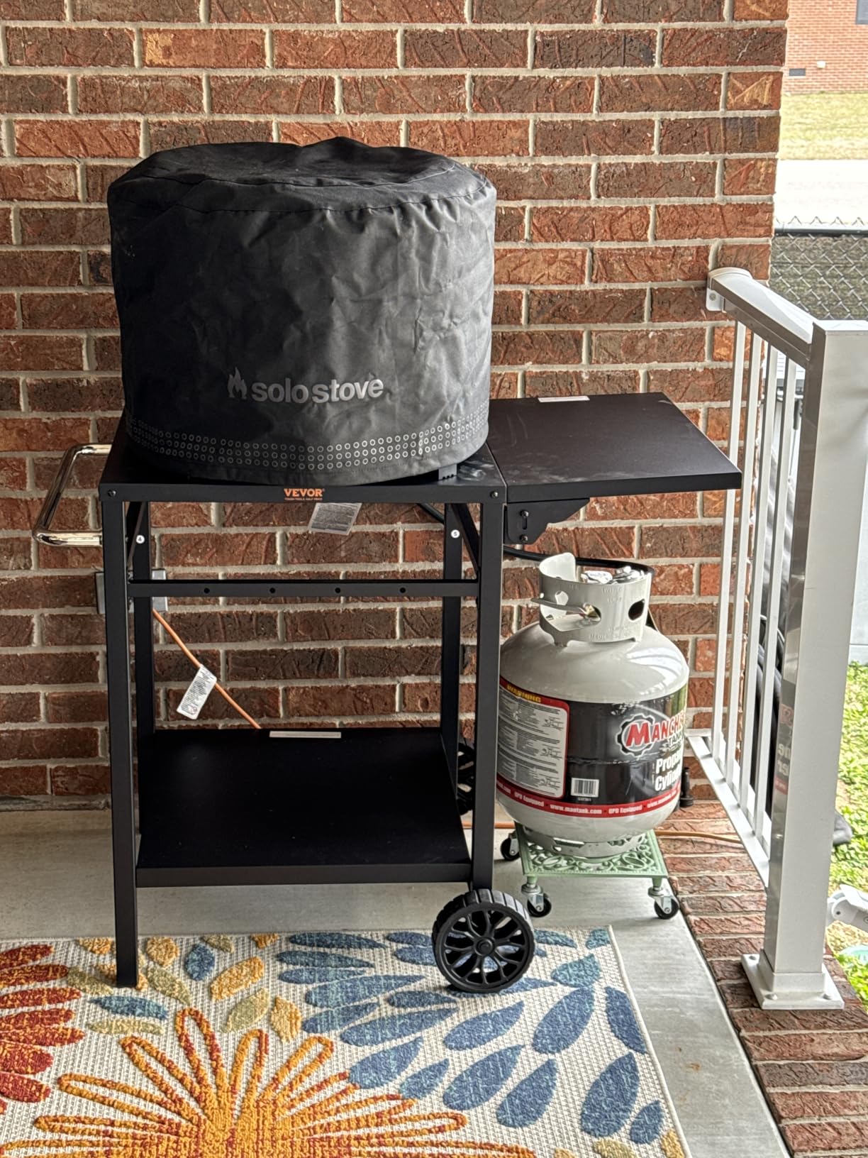 VEVOR Outdoor Grill Dining Cart with Double-Shelf, BBQ Movable Food Prep Table, Multifunctional Foldable Iron Table Top, Portable Modular Carts for Pizza Oven, Worktable with 2 Wheels, Carry Handle customer photo 2