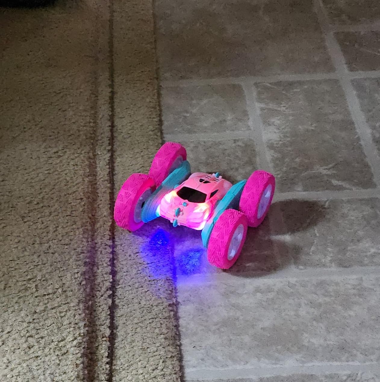 QUNREDA RC Cars, Pink Remote Control Car for Girls, 2.4 GHZ Double Sided RC Stunt Car 360° Rotating Remote Control Crawler with Headlights Car Toys for 6 7 8 9 10 11 12 Girls Birthday Gift Grandkids customer photo 2