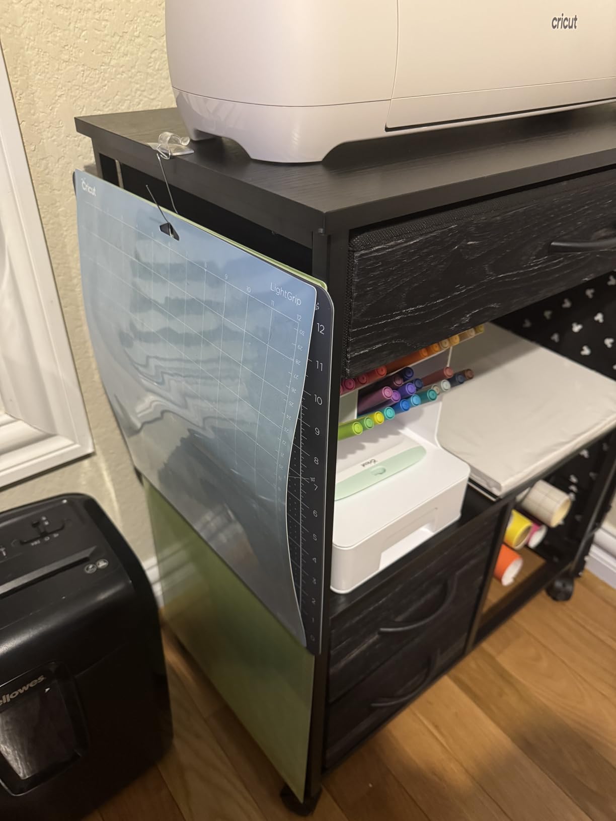 VENNQD Storage cart Compatible with Cricut Machines Stand Cutting Machine Stand with Drawers and Vinyl Roll Holder Rolling Craft Cabinet Table for Cricut Craft Workstation for cart Craft Room (White) customer photo 1