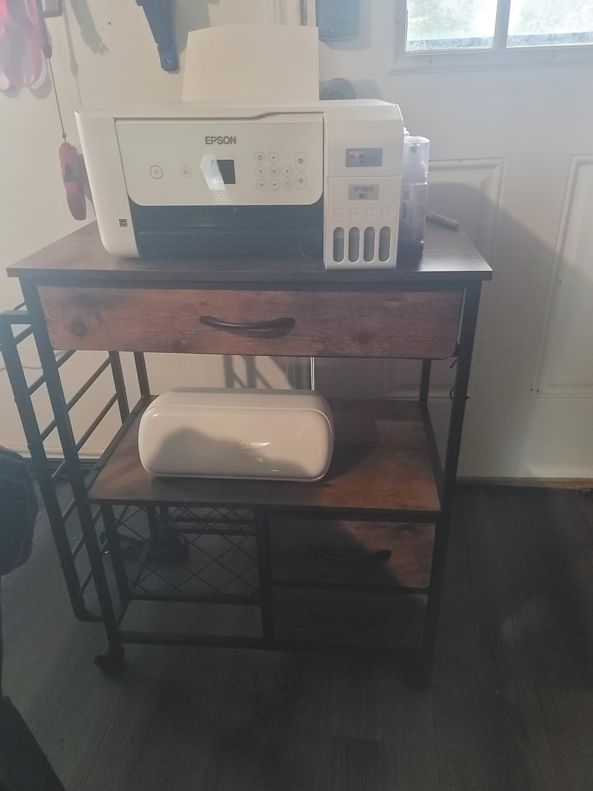 VENNQD Storage cart Compatible with Cricut Machines Stand Cutting Machine Stand with Drawers and Vinyl Roll Holder Rolling Craft Cabinet Table for Cricut Craft Workstation for cart Craft Room (White) customer photo 2