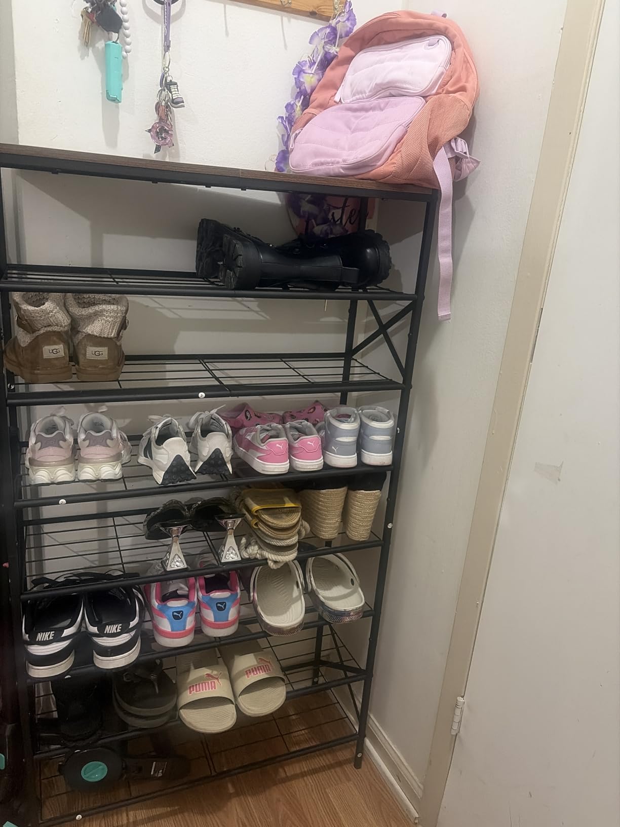 10 Tier Metal Shoe Rack with Wood Top, 30-40 Pairs customer photo 1