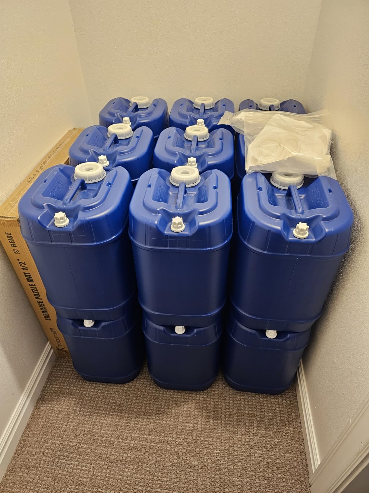 5-Gallon Stackable Water Storage Containers, 8 Lids + 2 Spigot, Easy Fill, Survial Supply Emergency Water Storage for Camping and Disaster Preparedness, RV, 30 Gallon (6 Tanks) customer photo 2