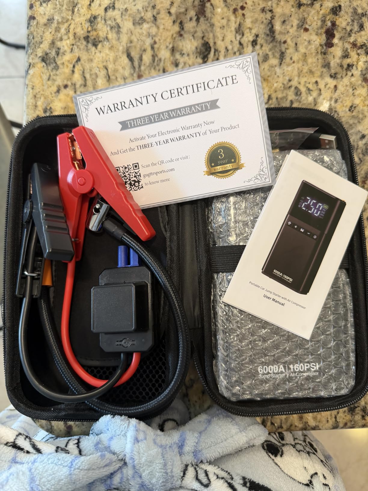 6000A Portable Car Battery Jump Starter with Air Compressor 160PSI customer photo 1