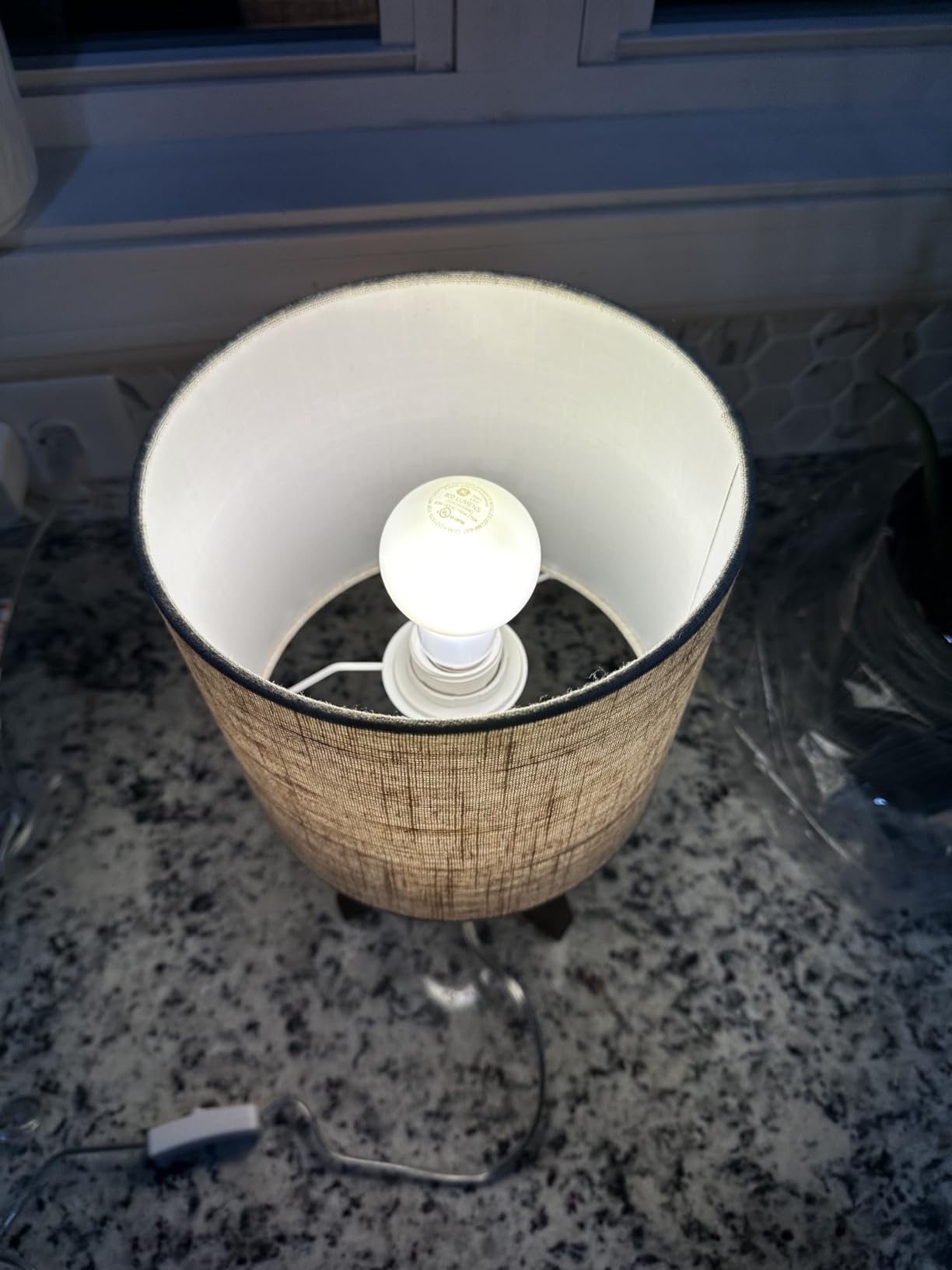 EDISHINE Small Table Lamp, Boho Bedside Lamp, Linen Fabric Shade, 14.2 Inch customer photo 2