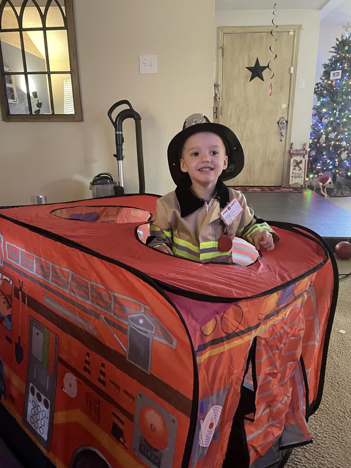 Fire Truck Pop Up Tent for Kids Ages 3+, Foldable Indoor Outdoor Playhouse customer photo 1