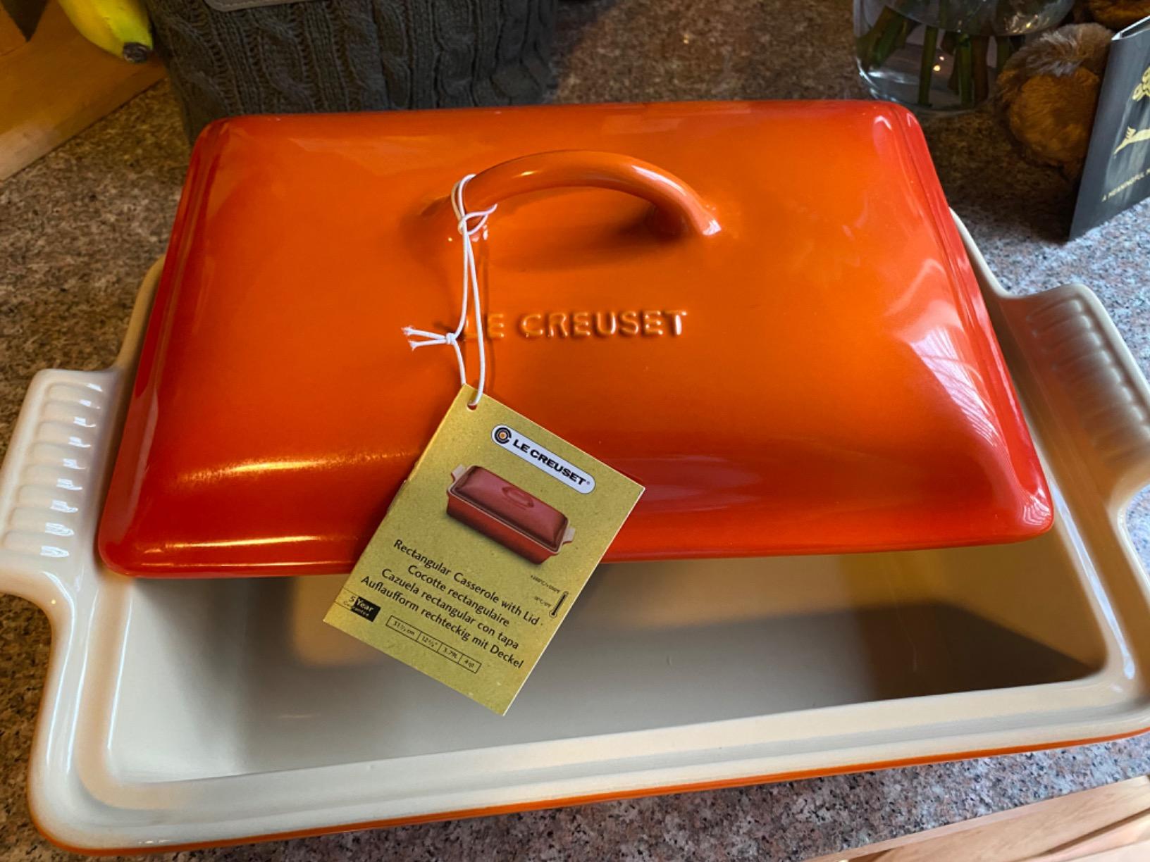 Le Creuset Stoneware Heritage Rectangular Covered Casserole, 4 qt., Olive customer photo 1