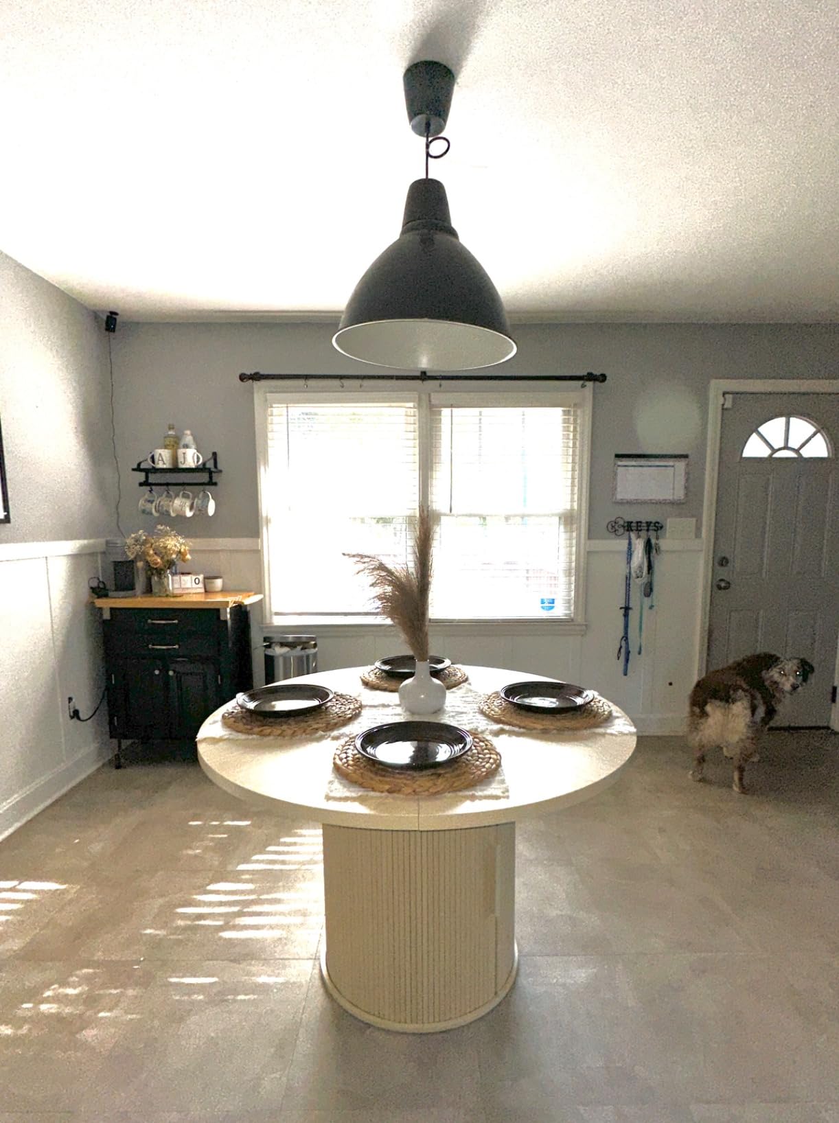 weselon 47 inch Round Dining Table for 4, Kitchen Table Dinner Table with 2-Layer Storage Shelf and Wood Slide Door for Home Dining Room Living Room (Walnut) customer photo 2