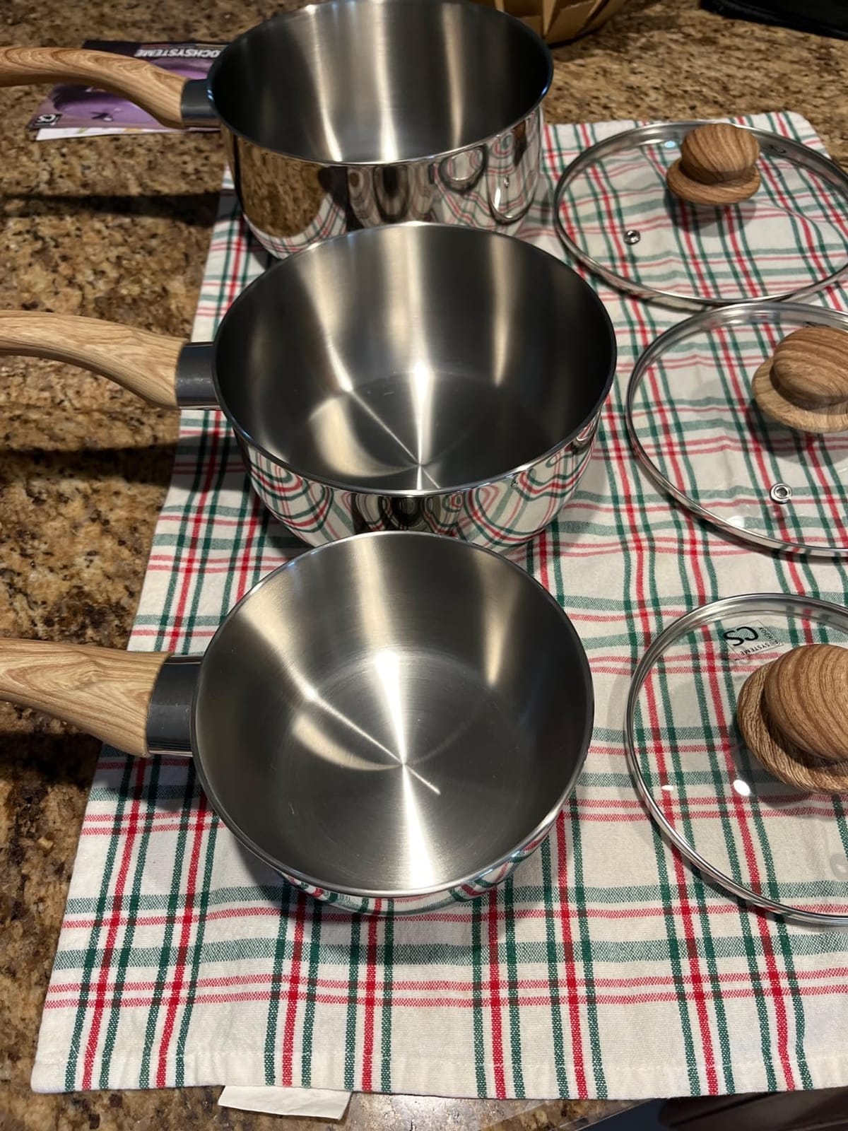 KOCH SYSTEME CS Stainless Steel Saucepan Set, 6 Piece Stainless Steel Pot 1QT & 2QT & 3QT with Heat-resistant Bakelite Handle, Tri-ply Base Pots, Sauce Pan Induction Ready, Pot Set 6PCS customer photo 2