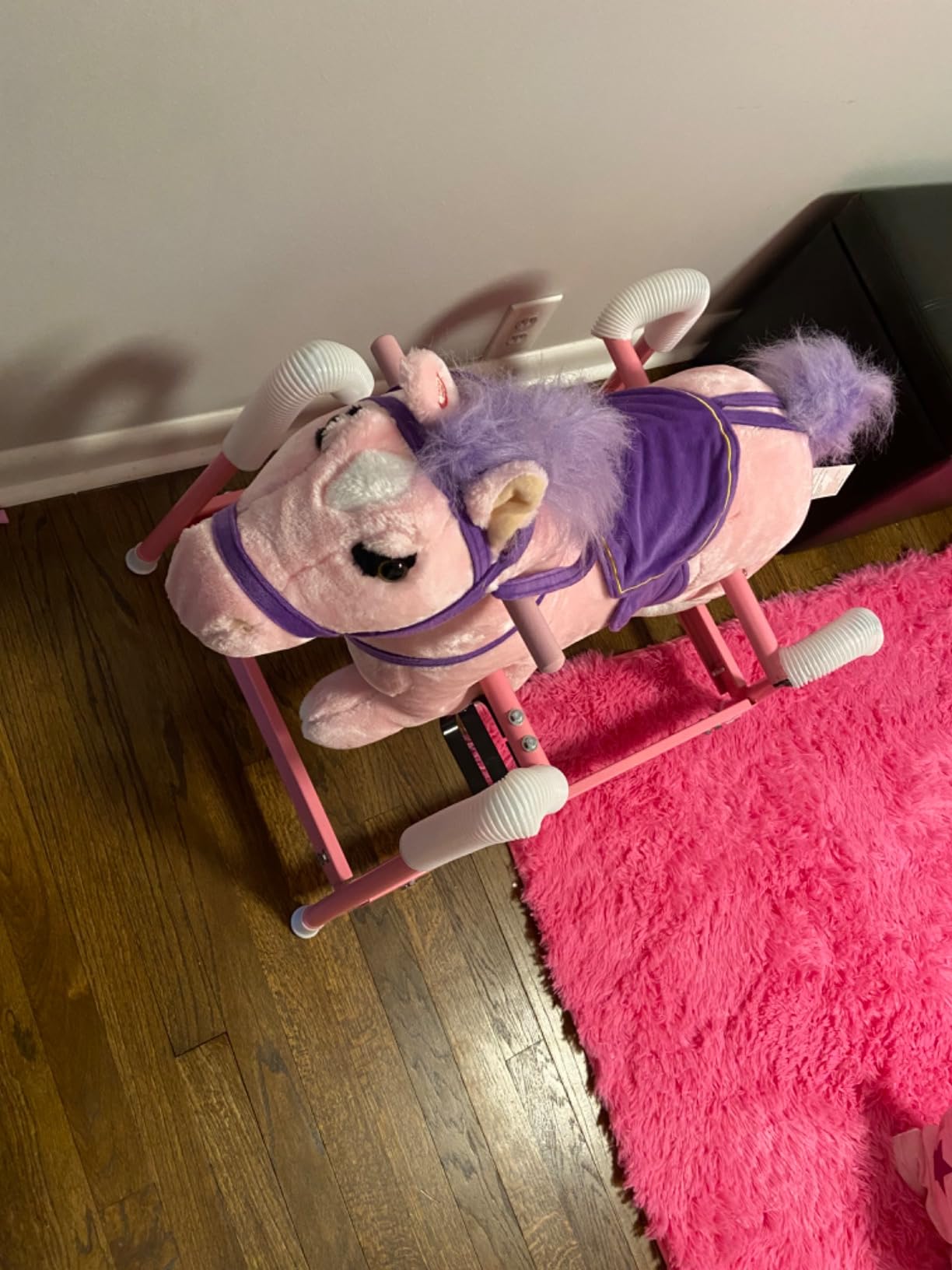 Qaba Spring Rocking Horse Plush Horse Ride-on for Kids 3-8 Years Brown customer photo 1