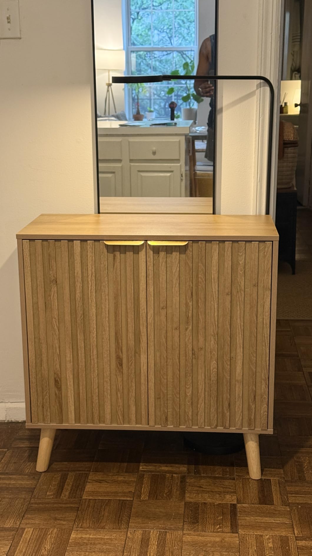 Fluted Storage Cabinet, Buffet Cabinet with Storage, Wood Sideboard with Adjustable Shelf, Modern Accent Cabinet & Console Table for Entryway, Living Room, Dining Room, Natural customer photo 2