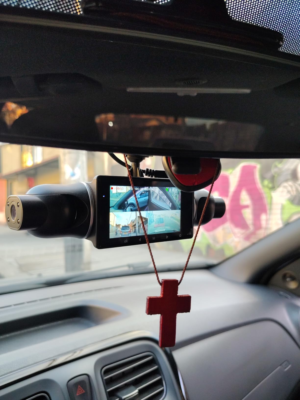360° Dash Cam Front and Rear View 4 Channel Dash Camera FHD 2K+1080Px3 for Car, Inside/Back 170°+2x150°+170° Wide Angle, 8 IR Lamps Night Vision,WiFi,GPS, APP,G-Sensor with 64GB Card,24/7 Parking Mode customer photo 2