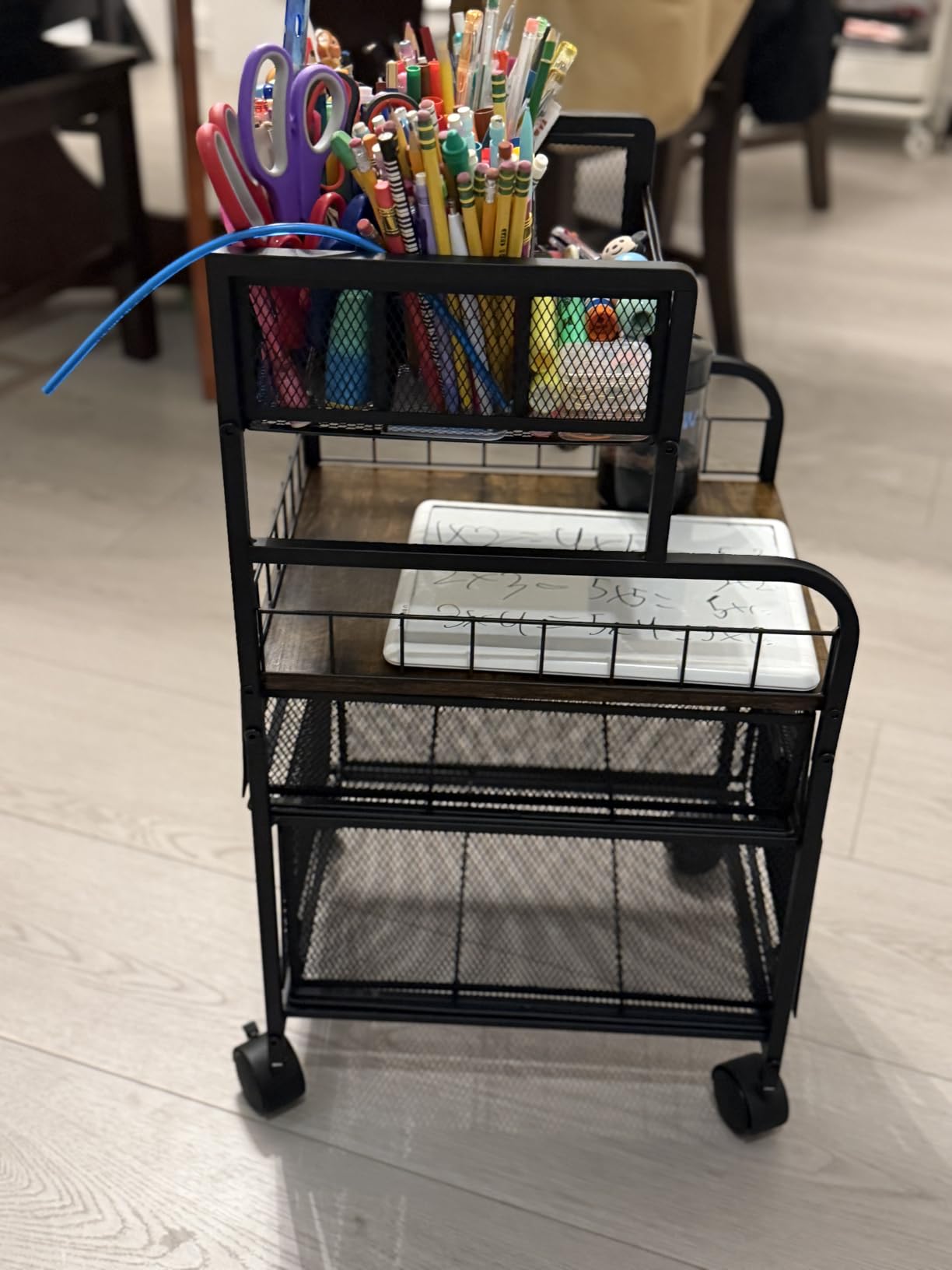 SWTYMIKI Art Cart with Drawers, Rolling Craft Cart with DIY Dividers & Wood Shelf - Mobile Art Supply Organizer for Artists, Students & Small Space, Heavy-Duty Metal, Lockable Wheels Espresso customer photo 1