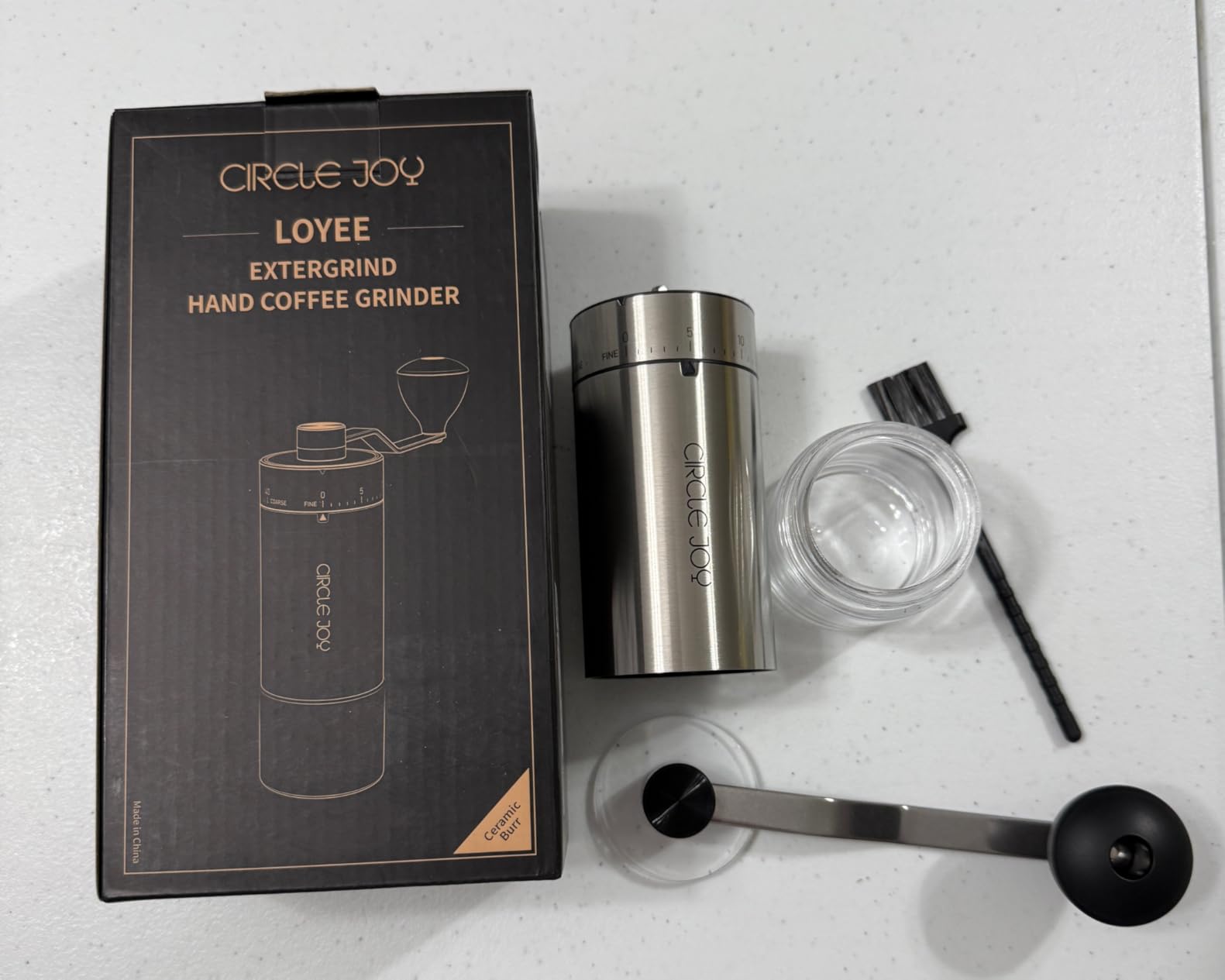 CIRCLE JOY Mini Manual Coffee Grinder with 40 External Adjustable Settings and Ceramic Conical Burr, Portable Stainless Steel Hand Coffee Grinder for Home and Travel customer photo 2