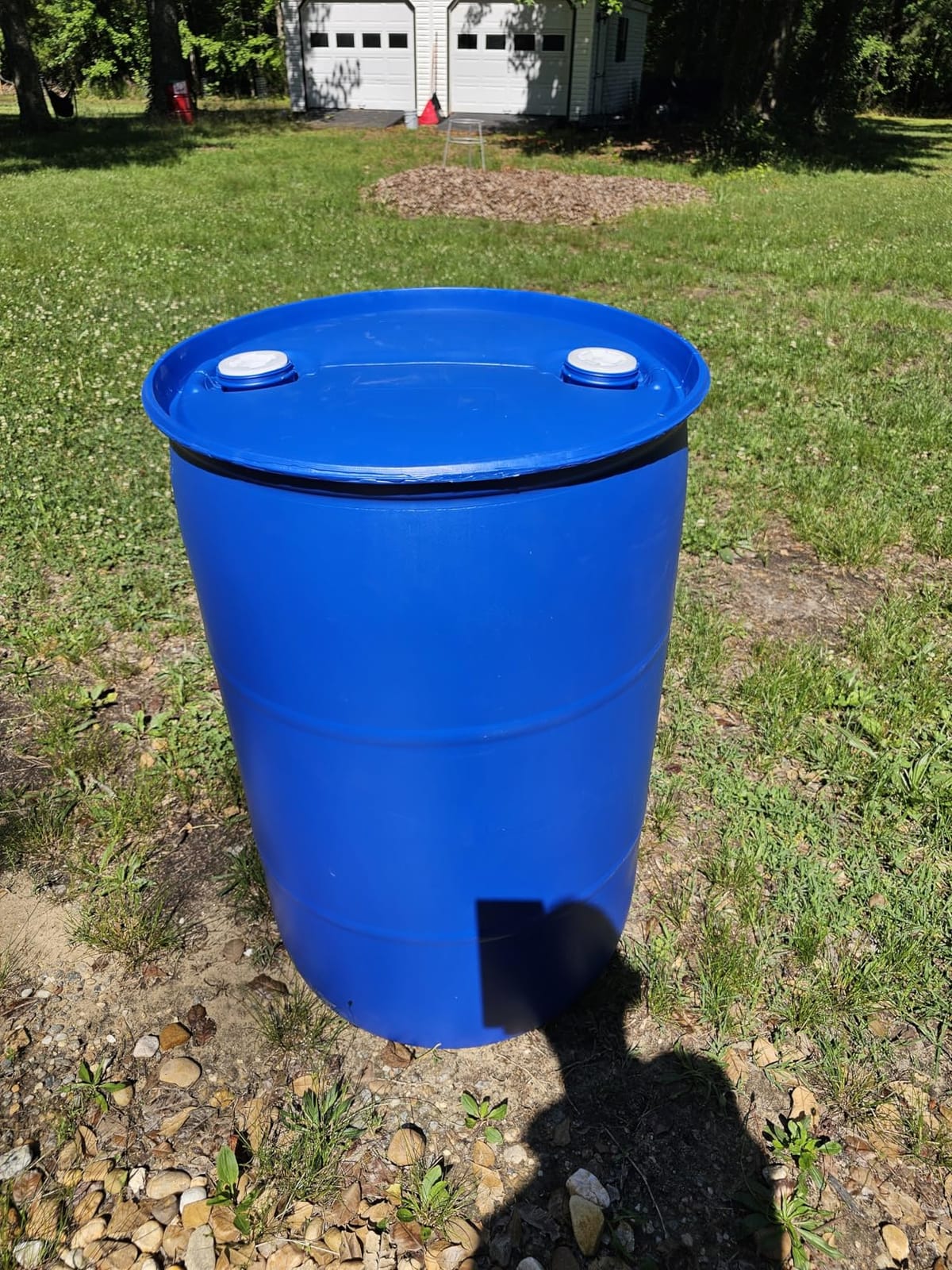 Bushman 55 Gallon Plastic Drum, Stackable Industrial Storage Barrel, Blue customer photo 2
