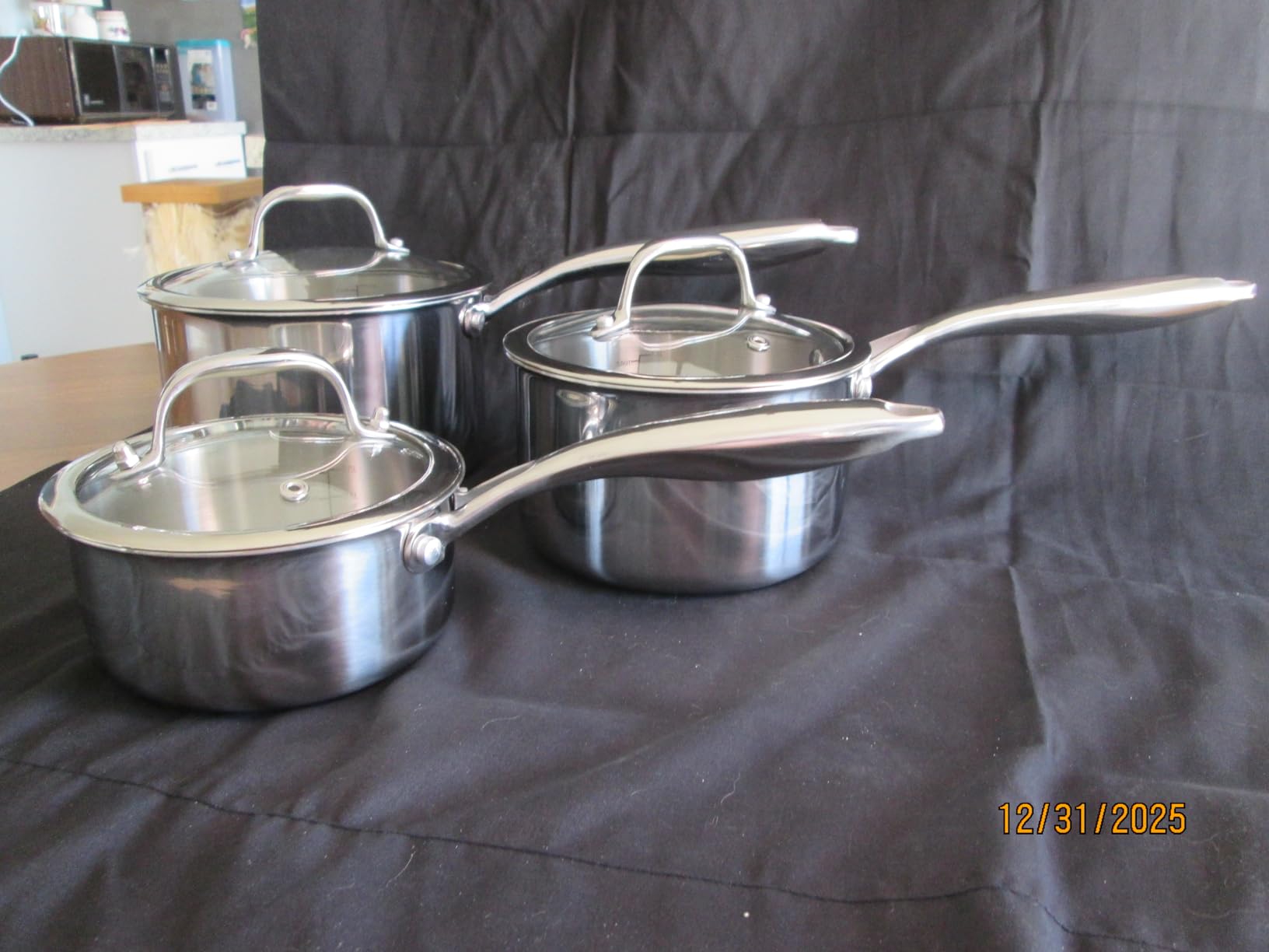 EWFEN 3 Ply Stainless Steel Sauce Pan Set with Lids, 1 & 2 & 3 Quart Multipurpose Cooking Pot, Stay-Cool Handle, Induction Oven Dishwasher Safe, 1QT & 2QT & 3QT customer photo 1