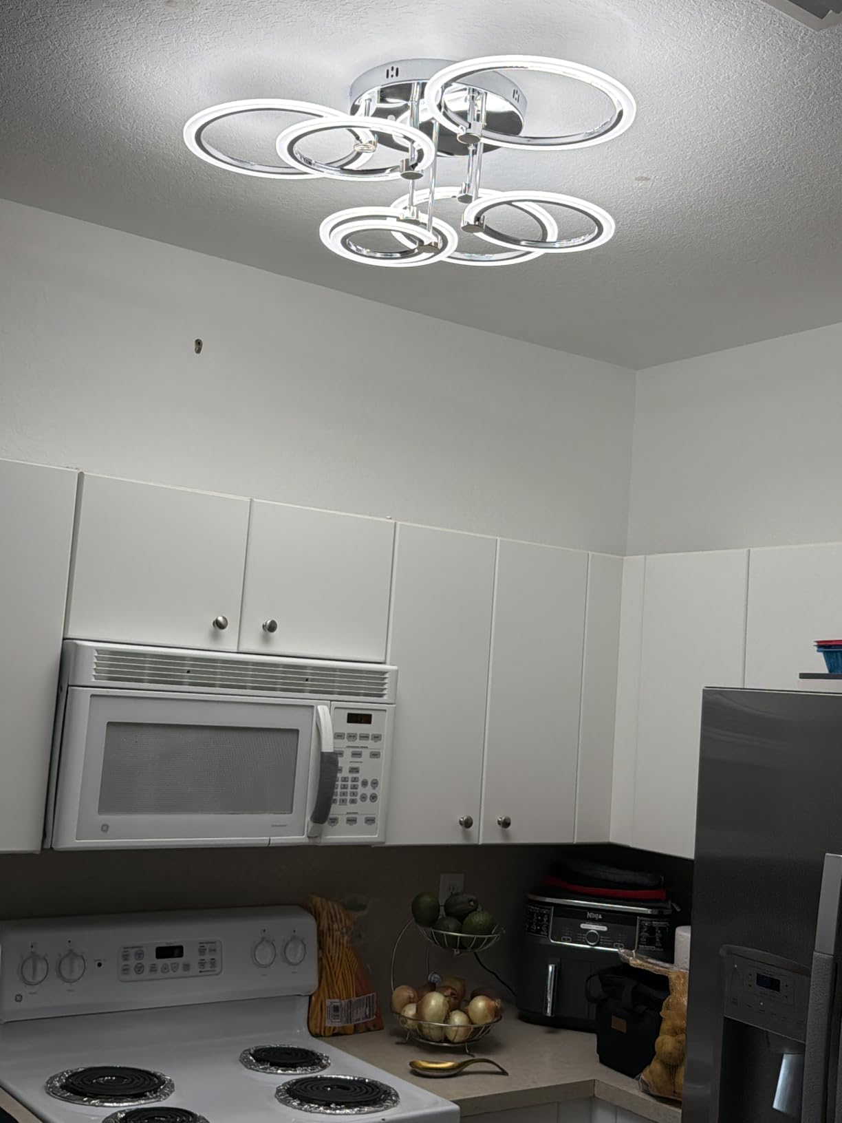 Smart LED Ceiling Light, 7-Ring Modern Flush Mount Fixture, 130W Dimmable 3000K–6500K, WiFi Alexa & App Control, Black Ceiling Light for Living Room Bedroom Kitchen (31.8