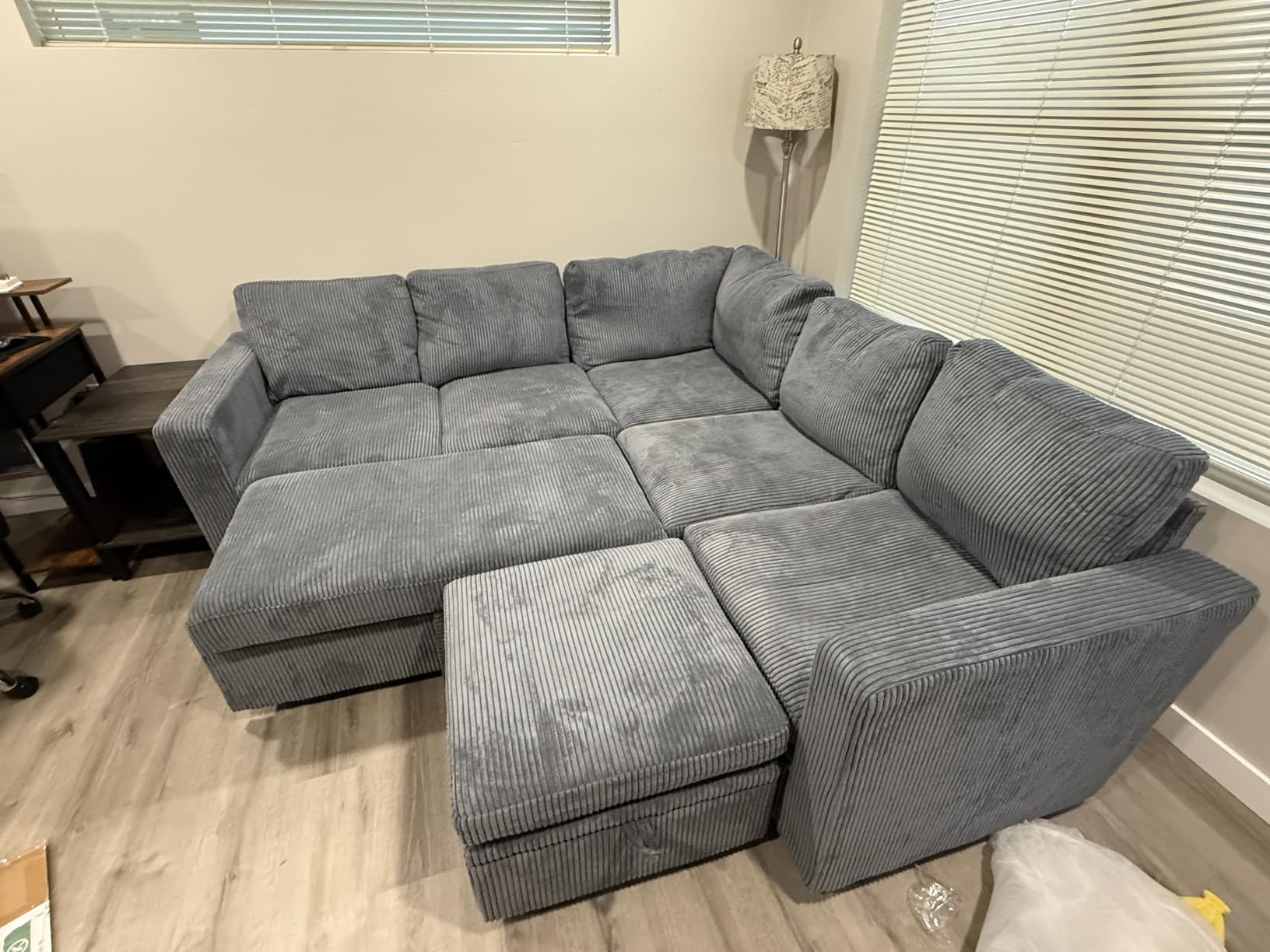 HONBAY Modular Sectional Sleeper Sofa with Pull Out Bed, L Shaped Sofa with Storage, Modular Sectional Couches for Living Room, Dark Grey customer photo 1
