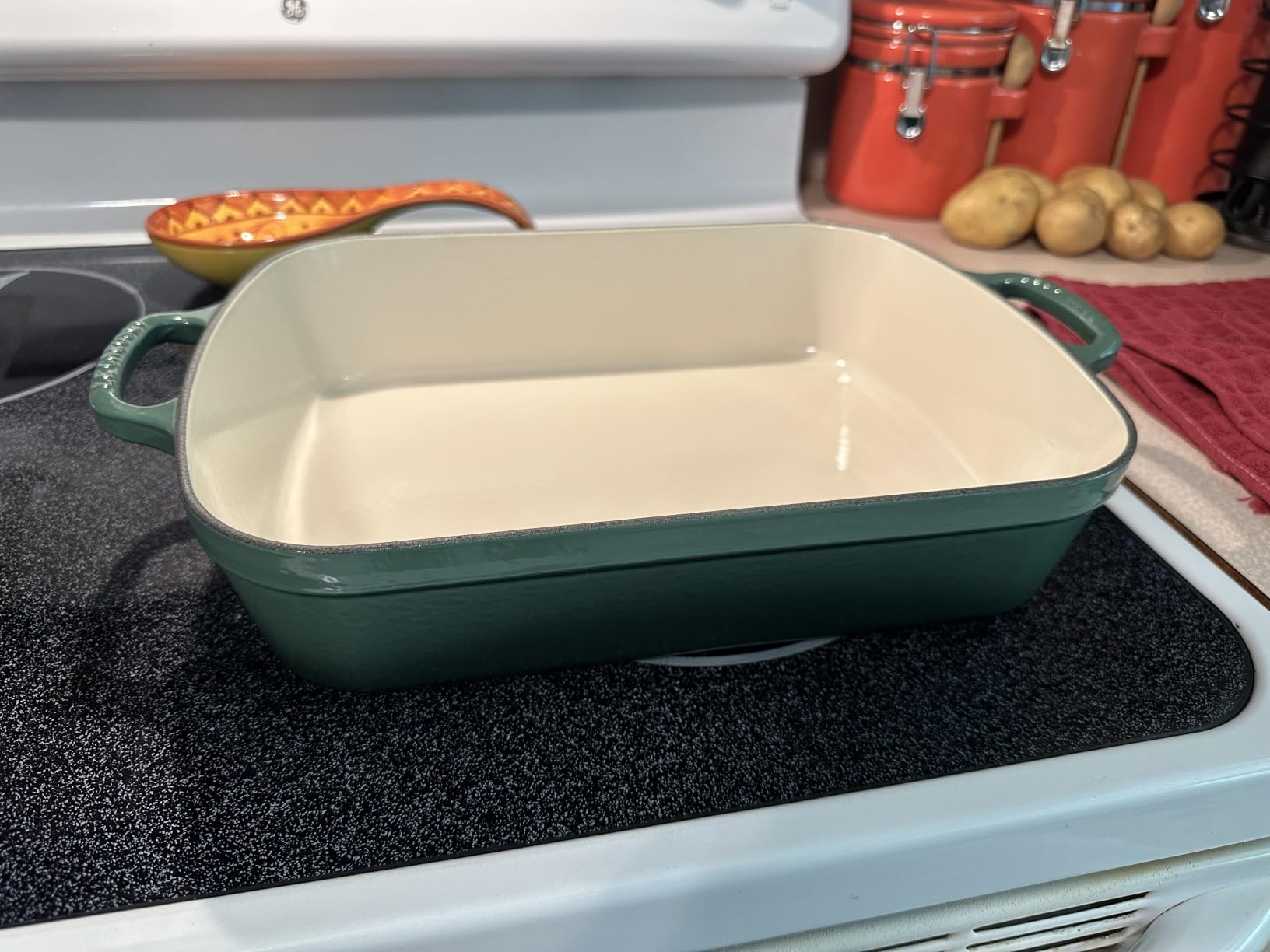 Le Creuset Enameled Cast Iron Rectangular Roaster, 5.25 qt., Olive customer photo 1