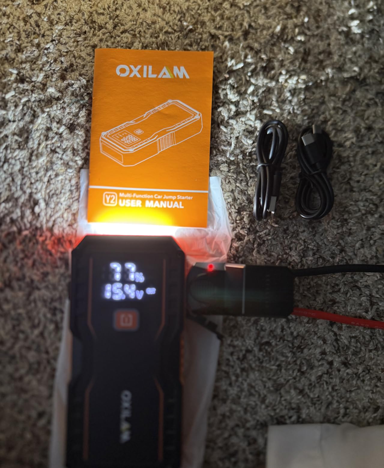 OXILAM 7000A Jump Starter with Air Compressor 160 PSI for All Gas/12L Diesel, 12V Battery Jumper Starter Portable with Auto-Shutoff Tire Inflator, Jumper Cables, LED Display, LED Light, Power Bank customer photo 1