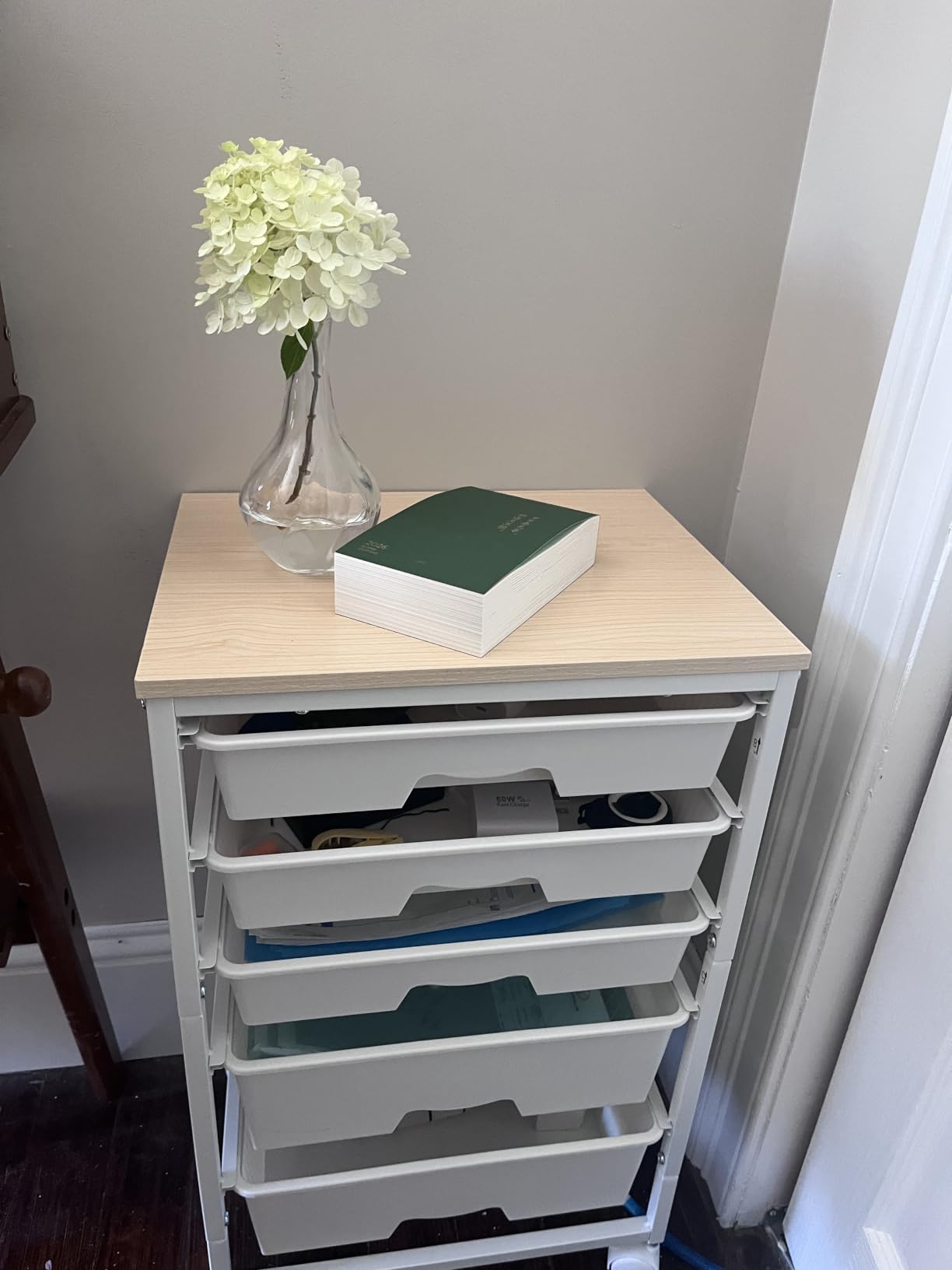 SUNALLY Rolling Carts With 5 Drawers, Storage Drawer Carts for Craft, Green customer photo 1