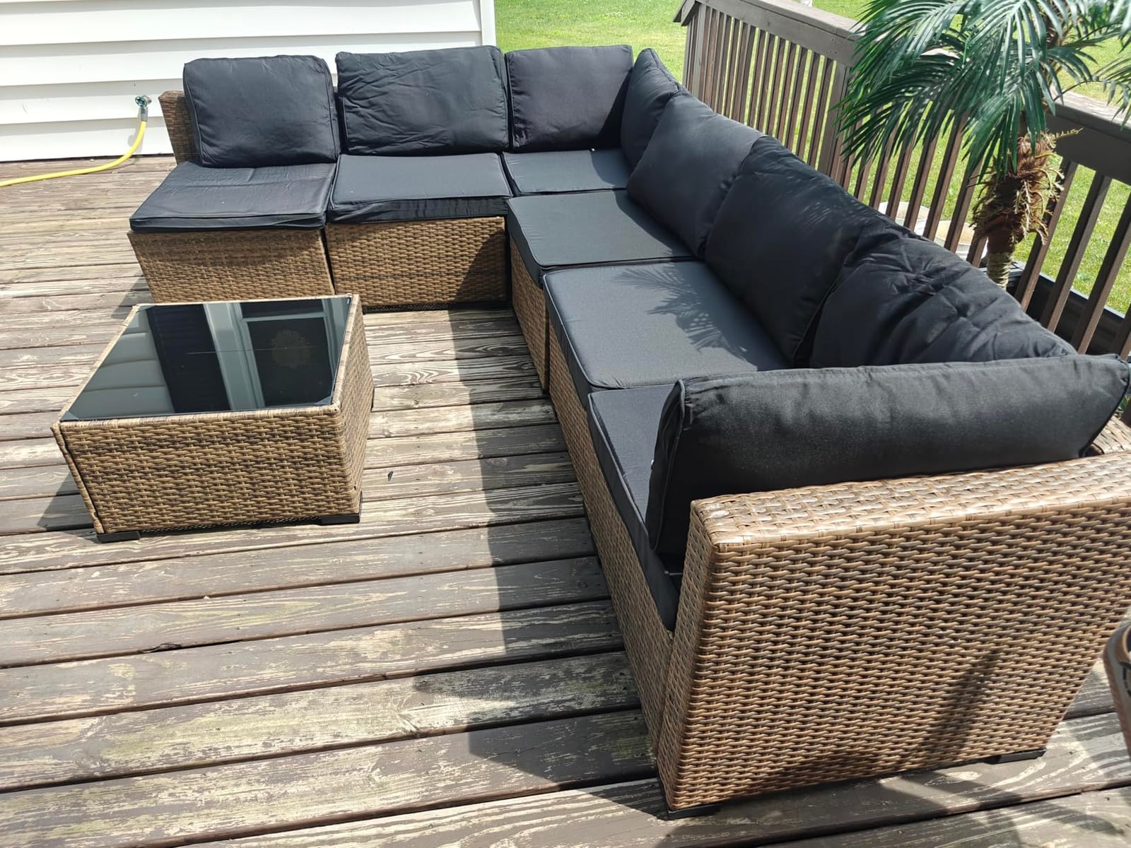 Aoxun Patio Furniture Set 5-Piece, Outdoor Sectional Sofas with Washable Cushion, Wicker Rattan Patio Conversation Sets for Backyard Porch and Poolside, Beige customer photo 1