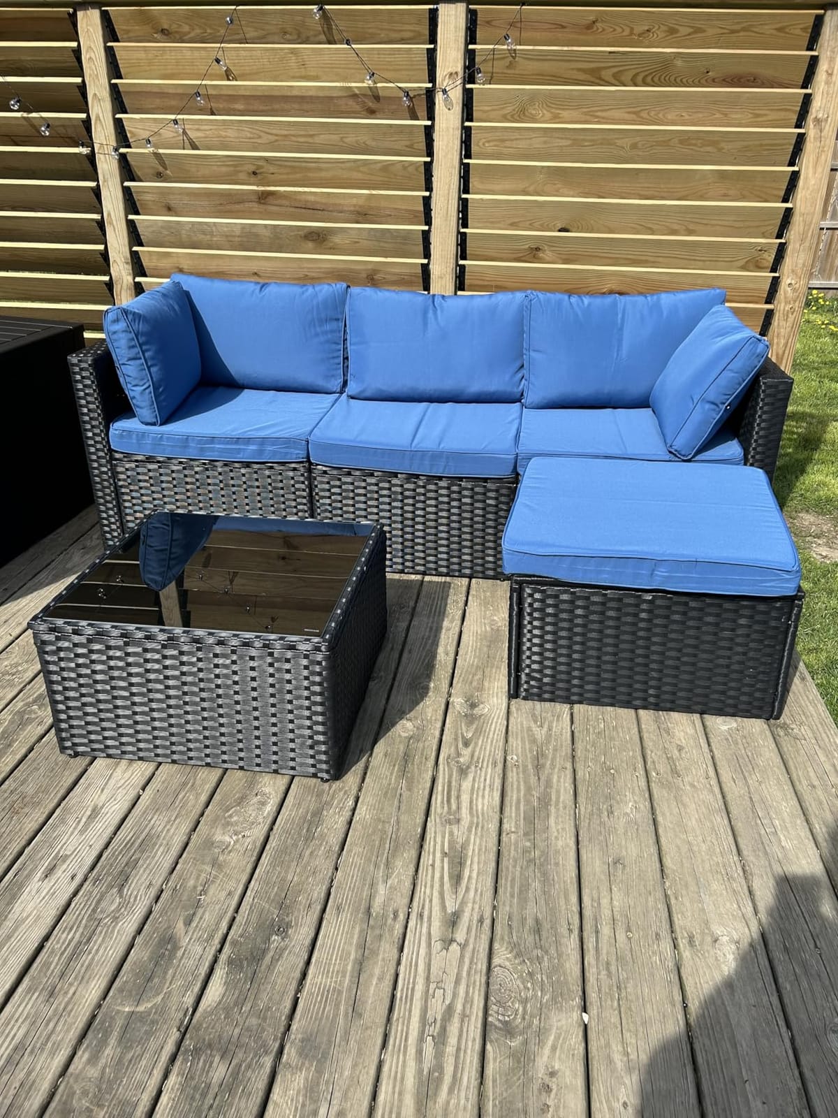 Aoxun Patio Furniture Set 5-Piece, Outdoor Sectional Sofas with Washable Cushion, Wicker Rattan Patio Conversation Sets for Backyard Porch and Poolside, Beige customer photo 2